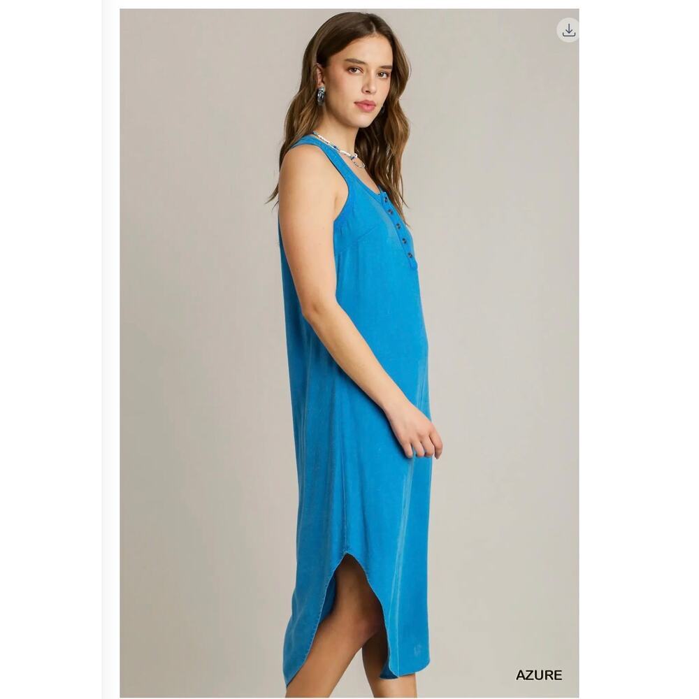 Umgee - Mineral Wash High Low Hem Midi Dress - Medium - Picture 3 of 4